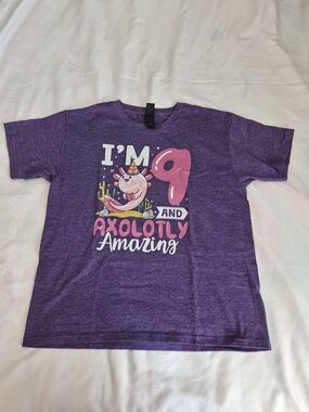 I'm 9 Axolotly Amazing Kids Purple Graphic Tee